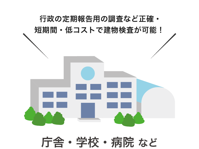 行政の定期報告用の建物検査も短期間で正確に可能です